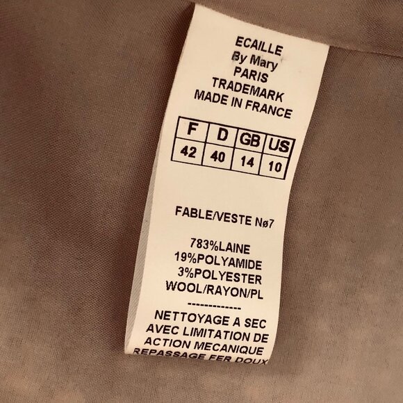 ECAILLE Paris Wool Blend Tweed Gold Thread Thread Excellent Cond Jacket Sz 10 - Picture 6 of 6